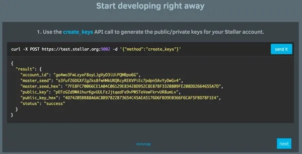 Steller API Demonstration Wizard Step One