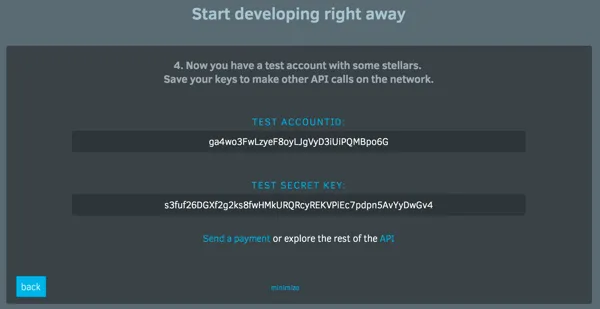 Steller API Demonstration Wizard Test Account